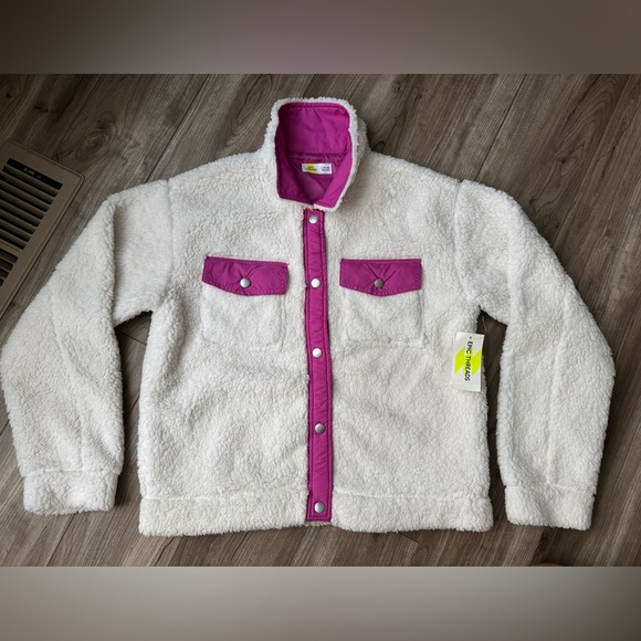 Epic Threads
Girls Sherpa Trucker Jacket Sz L 14-16 NWT pink white snap - Picture 1 of 9